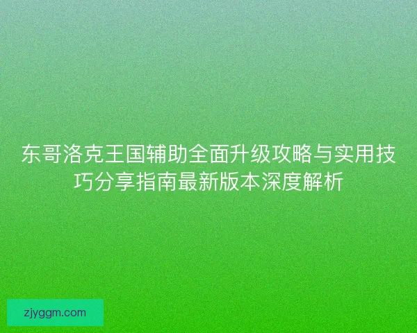 东哥洛克王国辅助全面升级攻略与实用技巧分享指南最新版本深度解析