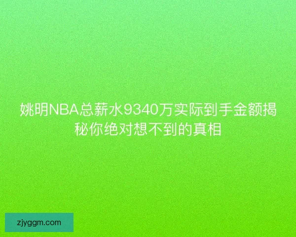 姚明NBA总薪水9340万实际到手金额揭秘你绝对想不到的真相