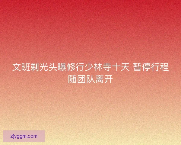 文班剃光头曝修行少林寺十天 暂停行程随团队离开